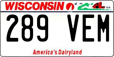 WI license plate 289VEM