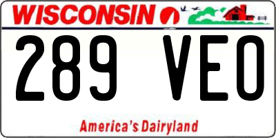 WI license plate 289VEO