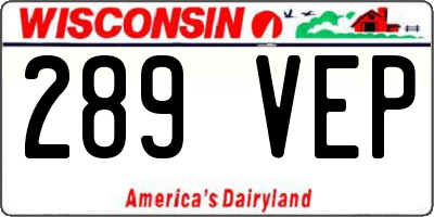 WI license plate 289VEP