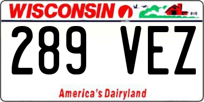 WI license plate 289VEZ