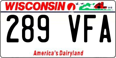WI license plate 289VFA