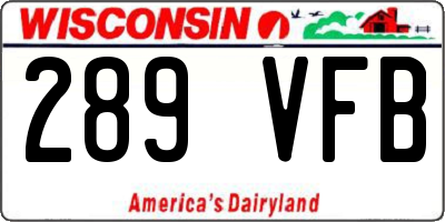 WI license plate 289VFB