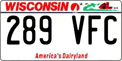 WI license plate 289VFC