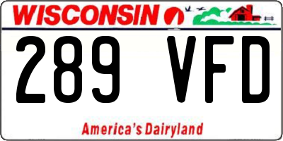 WI license plate 289VFD