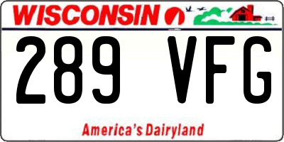WI license plate 289VFG