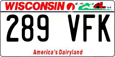 WI license plate 289VFK