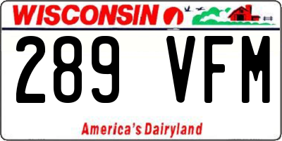 WI license plate 289VFM