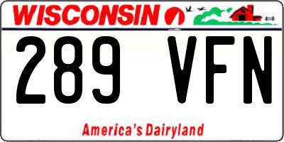 WI license plate 289VFN