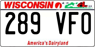 WI license plate 289VFO
