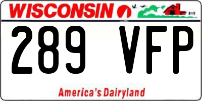 WI license plate 289VFP