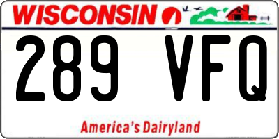 WI license plate 289VFQ
