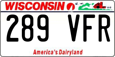 WI license plate 289VFR