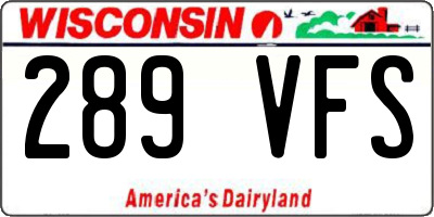 WI license plate 289VFS