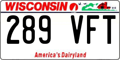 WI license plate 289VFT