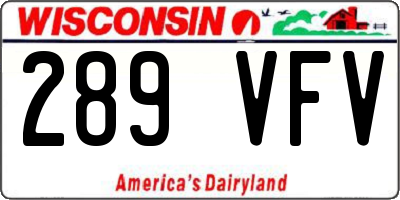 WI license plate 289VFV