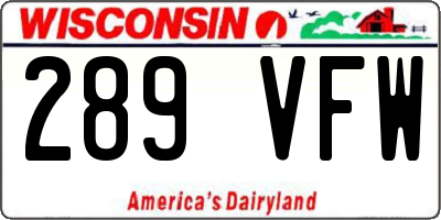 WI license plate 289VFW