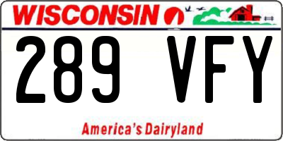 WI license plate 289VFY