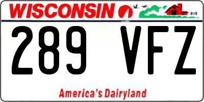 WI license plate 289VFZ