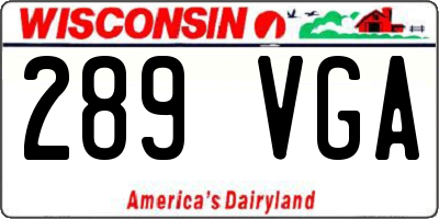 WI license plate 289VGA