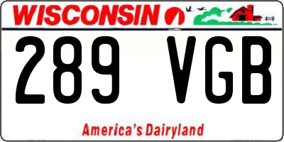 WI license plate 289VGB