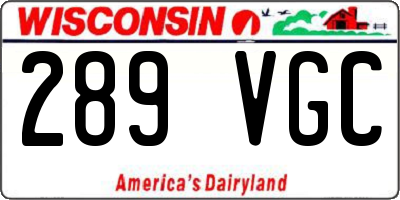 WI license plate 289VGC