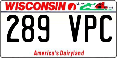WI license plate 289VPC