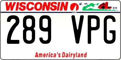 WI license plate 289VPG