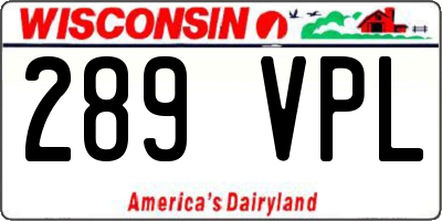WI license plate 289VPL