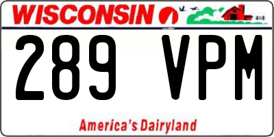 WI license plate 289VPM