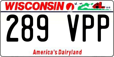 WI license plate 289VPP
