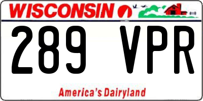 WI license plate 289VPR
