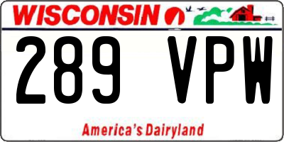 WI license plate 289VPW