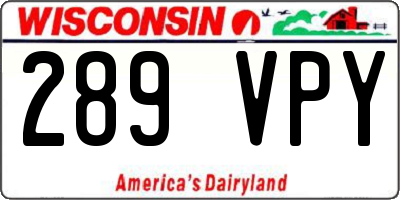 WI license plate 289VPY