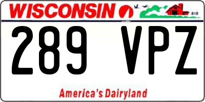 WI license plate 289VPZ