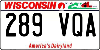 WI license plate 289VQA