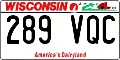 WI license plate 289VQC