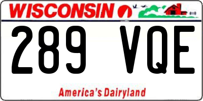 WI license plate 289VQE