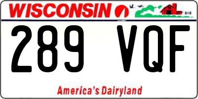 WI license plate 289VQF