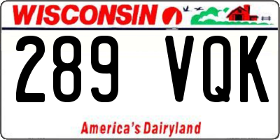 WI license plate 289VQK