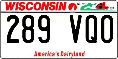 WI license plate 289VQO