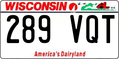 WI license plate 289VQT