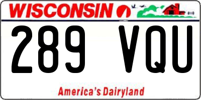 WI license plate 289VQU