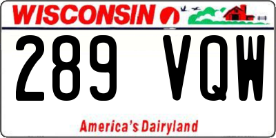 WI license plate 289VQW