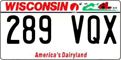 WI license plate 289VQX