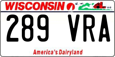 WI license plate 289VRA