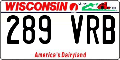 WI license plate 289VRB