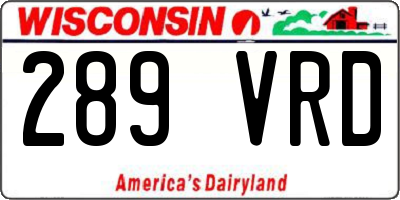 WI license plate 289VRD