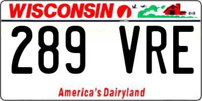 WI license plate 289VRE