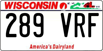 WI license plate 289VRF