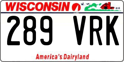WI license plate 289VRK